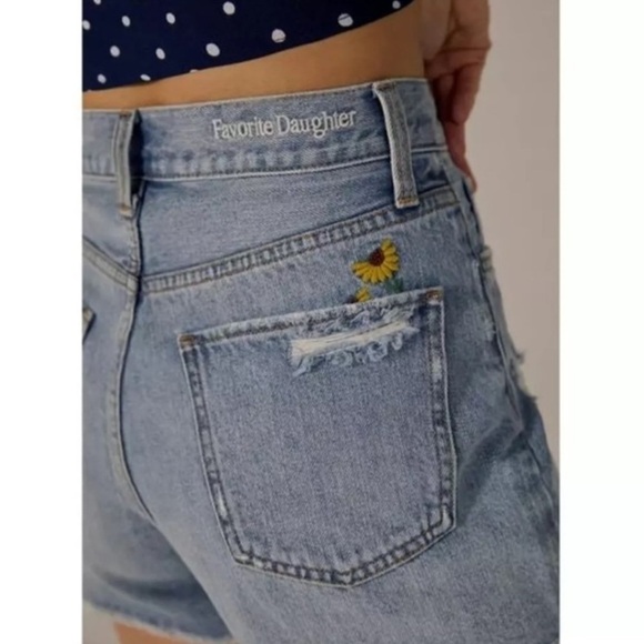 New Favorite Daughter Juni High Rise Shorts Floral Daisy Sunflower Sz 31 - Picture 3 of 16